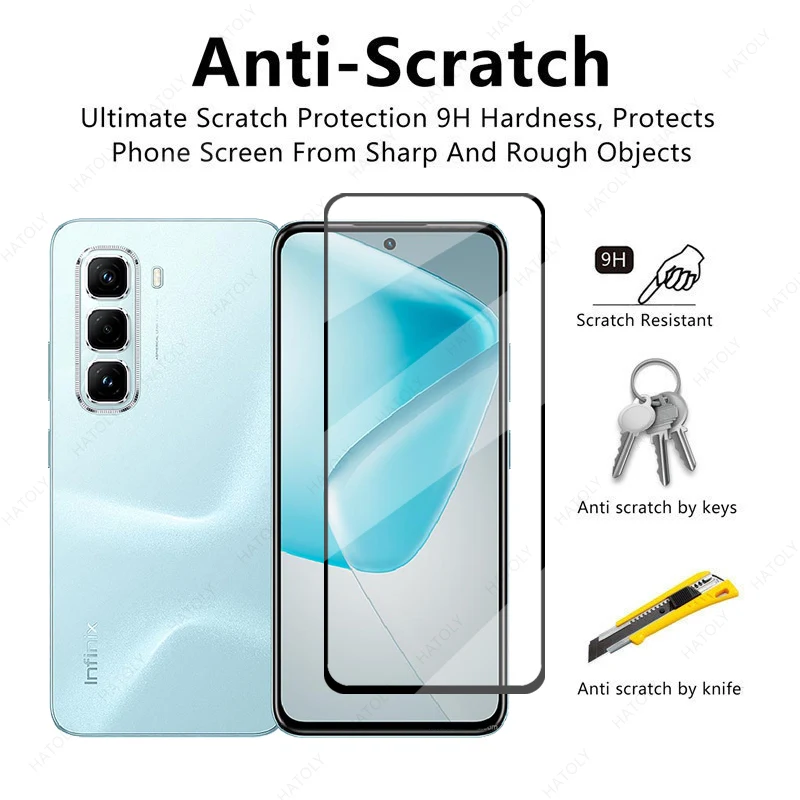 Tempered Glass For Infinix Hot 50 Pro 4G Screen Protector For Infinix Hot 50 Pro 4G Black Edge Protective Film Camera Protector