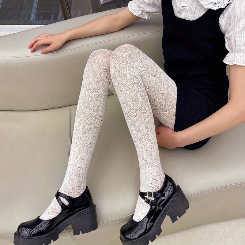 1 Pair Anchovy Lace Pantyhose Women\'s Thin Sexy Cutout Mesh Stockings Anti-snagging Silk Fishnet Socks Women\'s Socks