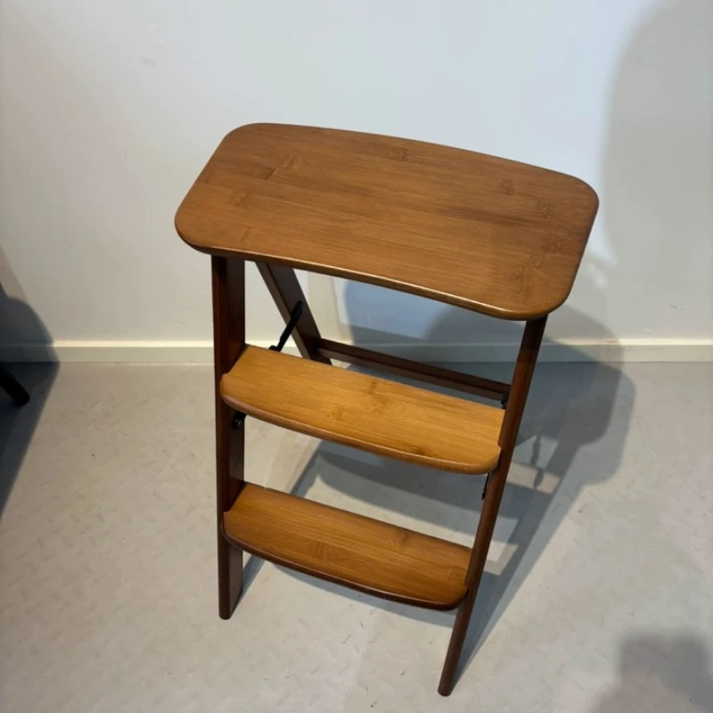 

Складные табуреты 2-в-1, многофункциональный кухонный табурет, портативный стул-лестница для дома, бамбуковый барный стул с противоскользящим покрытием