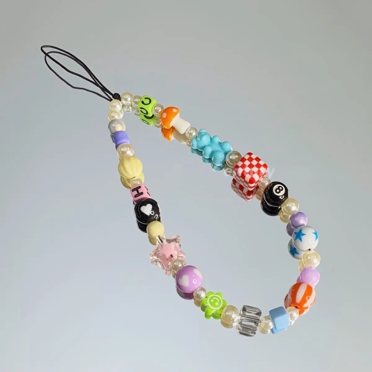 

Y2K Handmade Vintage Cell Phone Lanyard Cute Phone Charm Wrist Strap Keychain Mushroom Bear Bead Pendant for Girl Woman Gift