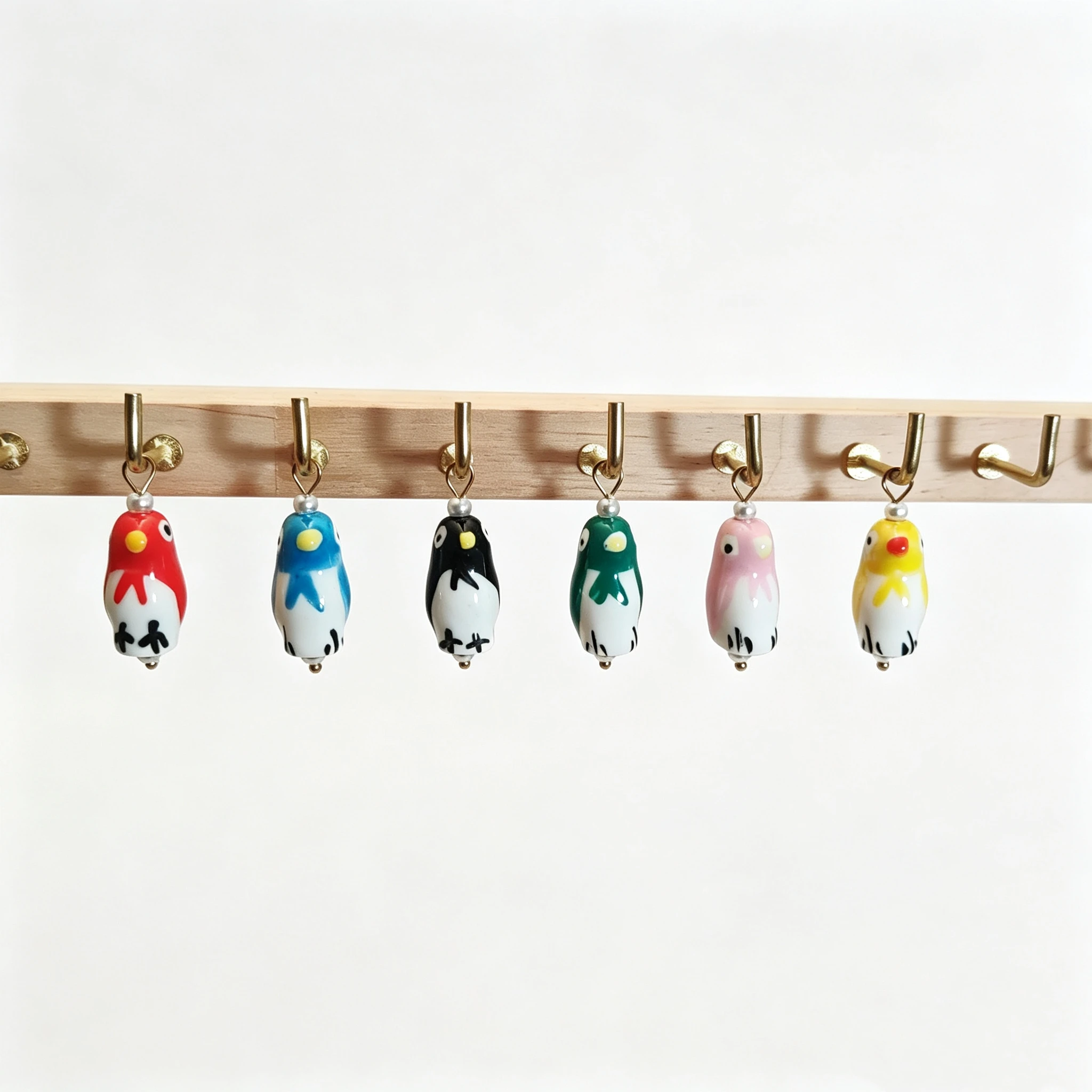Hand Painted Ceramic Penguin Charms Cute Animal Pendant Stainless Steel Pendant DIY Necklace Bracelet Jewelry Making Earrings