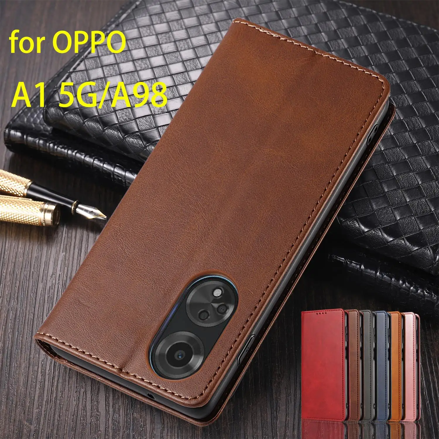 Magnetic Attraction Cover Leather Case for OPPO A98 Flip Case Card Holder Holster OPPO A98 Wallet Phone Case Fundas Coque