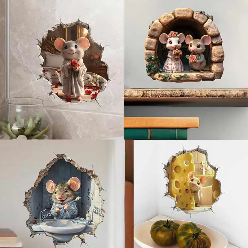 

Cartoon Wall Cute Little Mouse Self-adhesive Wall Stickers Children's Room Background Wall Skirting Decoration Decals M1314