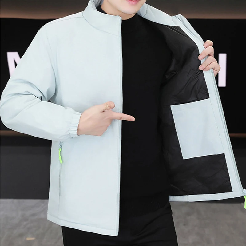 

Wholesale Price Men's Stand Collar Cotton-Padded Jackets 2025 Autumn Winter Solid Color Warm Coat Outwear Windproof Top Clothing