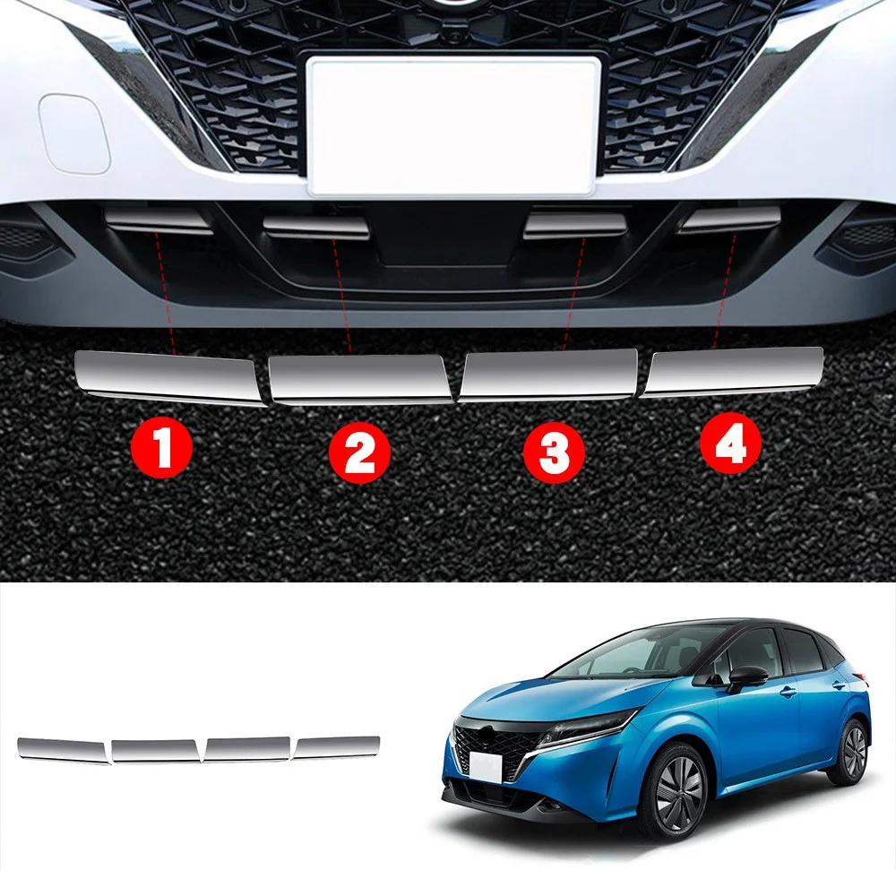 Car Front Bumper Lower Grille Trim Cover Middle Mesh Trim Cover Grille Bright Strip for Nissan NOTE E13 2021 A