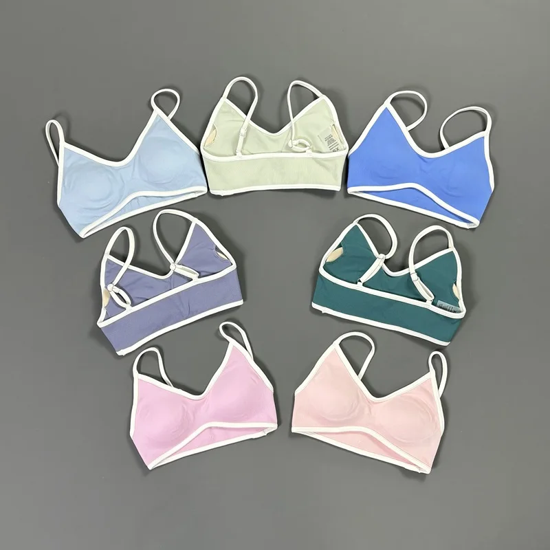 HISTELLO Contrastline Bh Damen Push-Up-Sport-BH mit offenem Rücken, nahtlos, ohne Bügel, herausnehmbare Polster, sexy Crop-Top für Laufen, Pilates, Yoga