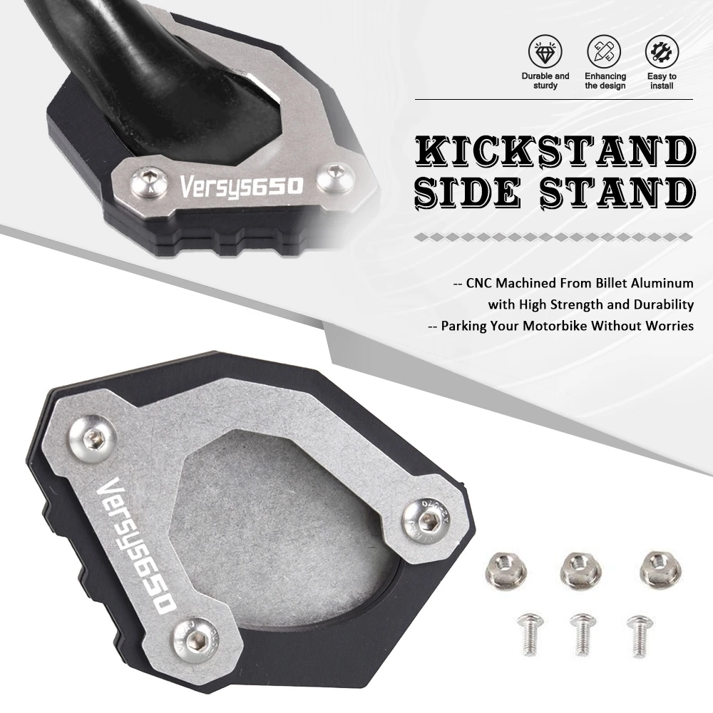 

Motorcycle Accessories Kickstand Side Stand Extension Enlarger Plate For KAWASAKI Versys 650 Ninja 400 Z400 ZH2 KLX 125 250 230