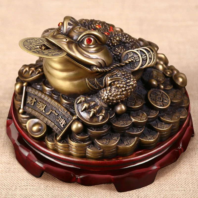 

1 Pc Metal Golden Toad Ornament Money-making with Base Home Decoration Feng Shui Handicraft Store Opening Housewarming Gift