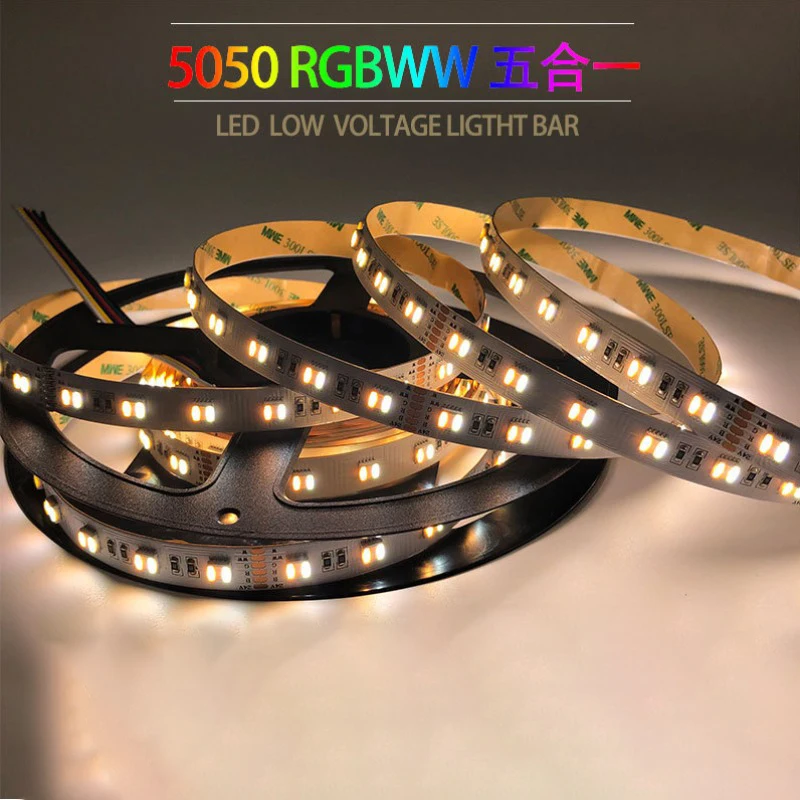 Tira de luces LED RGBW WW 5 en 1, SMD5050, 6000K, 3000K, 60LED por metro