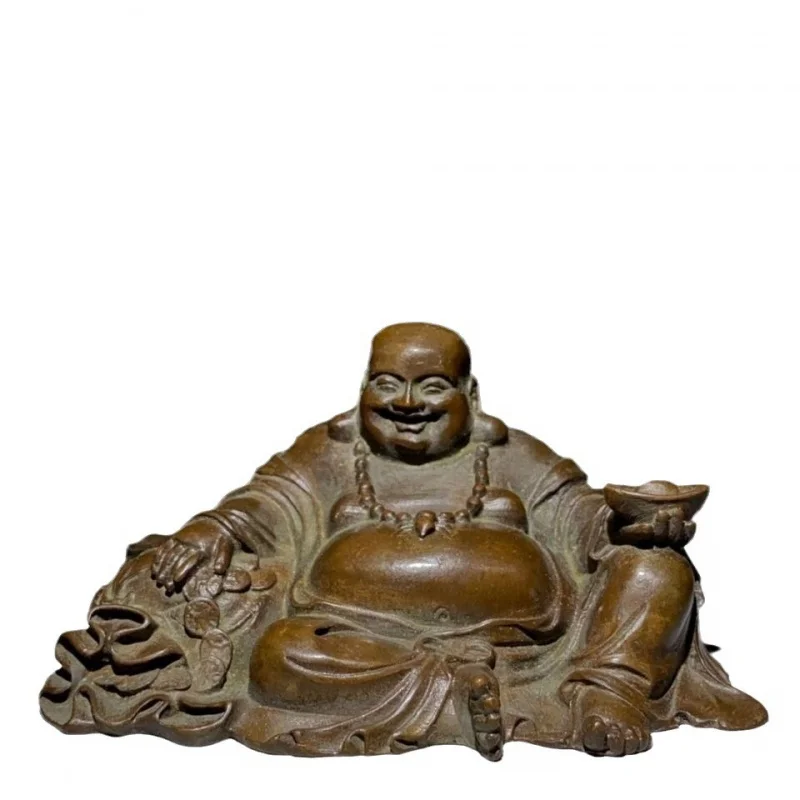 Estátua antiga Maitreya para a decoração Home, Retro Big Belly, sorrindo Buda, Antique Crafts coleção