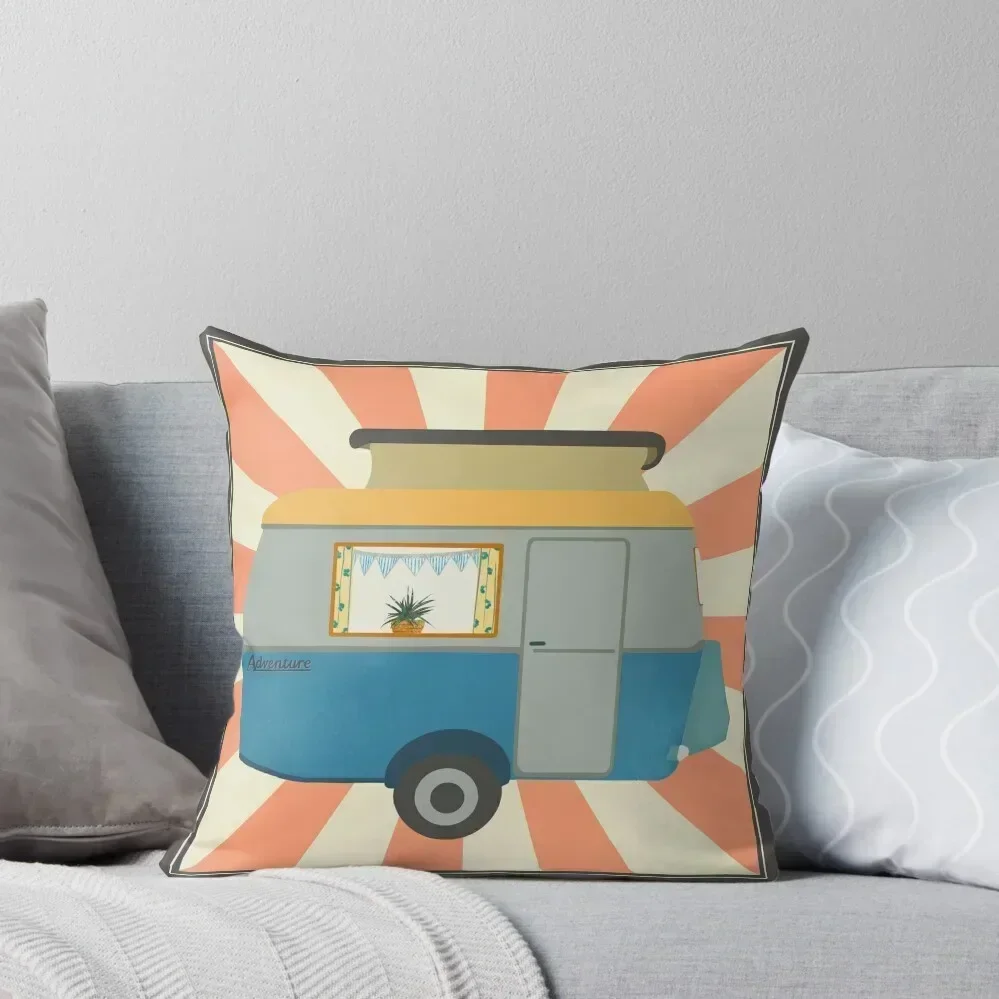 

Vintage Touring Caravan Adventure Throw Pillow bed pillows pillows decor home Plaid Sofa pillow