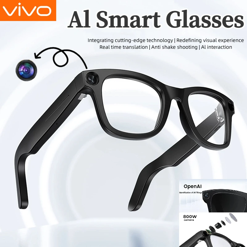 

VIVO G300 умные очки с искусственным интеллектом 800 Вт, камера для съемки с искусственным интеллектом, HD фото, видео, голосовой перевод, водонепроницаемые Bluetooth-очки