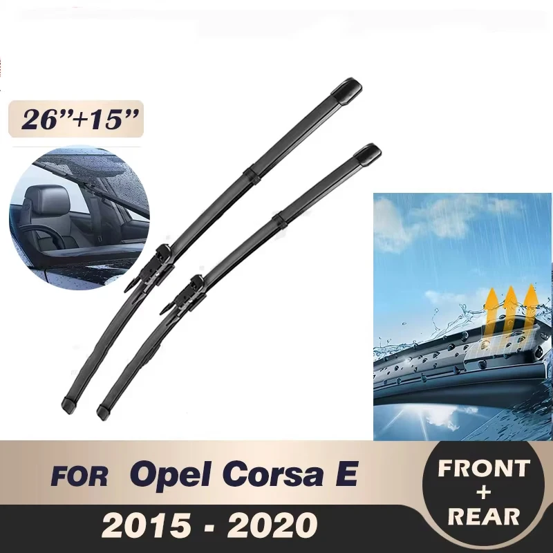 

For Wiper Front Wiper Blades Set Opel Corsa E 2015-2020 2016 2017 2018 Windshield Windscreen Front Rear Window 26"15