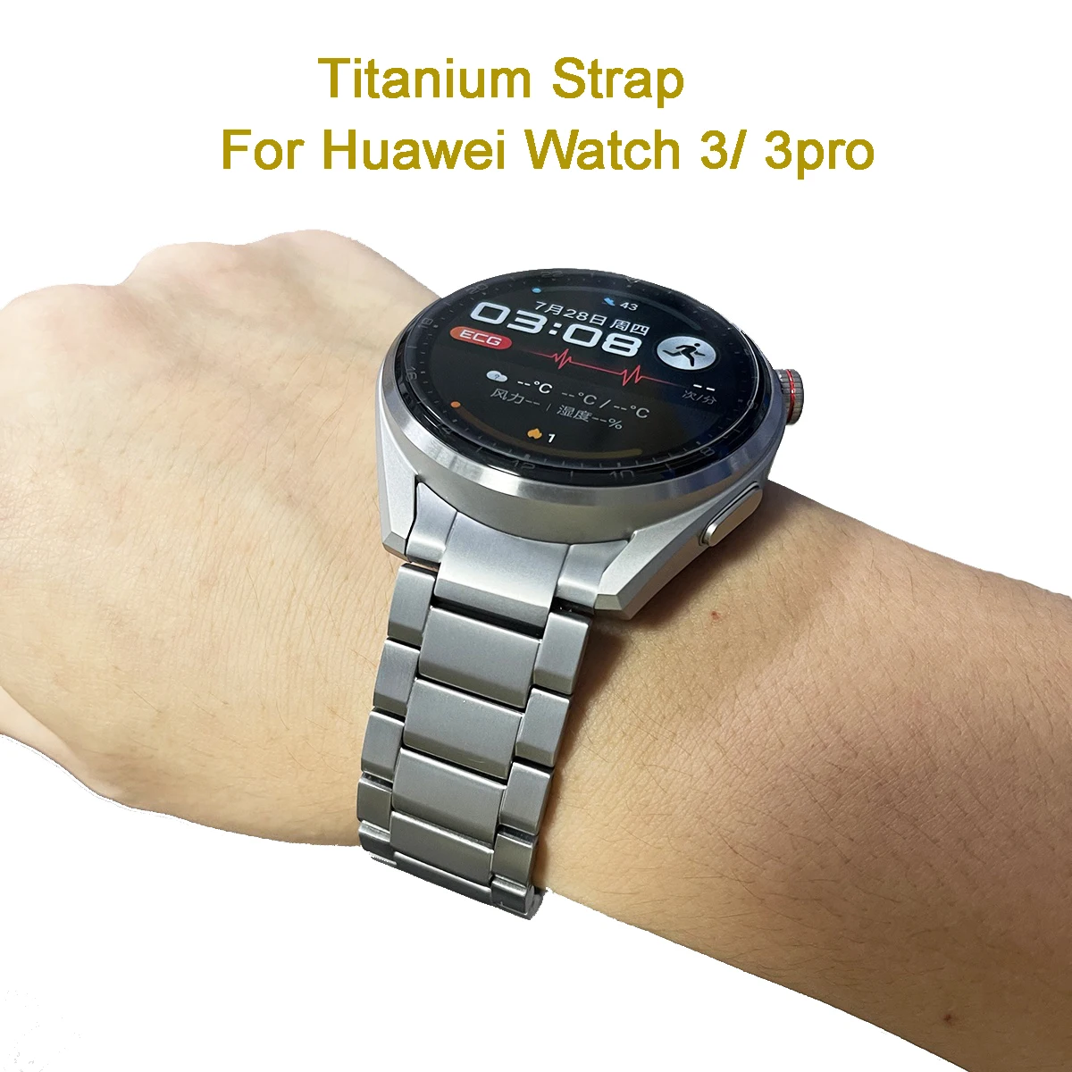 Titanium Grey No Gaps Strap For Huawei Watch 3 Pro / Watch 3  Pro New,Pure Titanium Watchband Butterfly Clasp,Bracelet with box