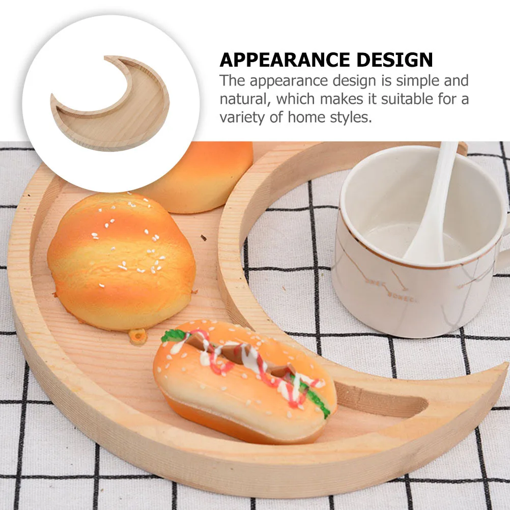 

Moon Shaped Wooden Snack Tray For Candy Fruit Storage Desktop Organizer Kitchen Living Room Decor Wood Serving Tray