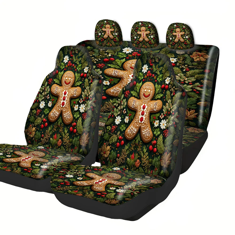 2-5 Set Car Covers Premium Polyester Universal Fit All Season Protection For Truck SUV Off-Road Car Holiday Gingerbread Plant De