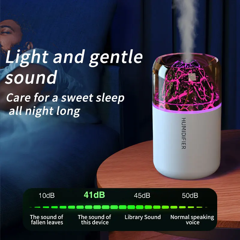 Colorful Atmosphere Light Simulation Volcano Humidifier USB Small Creative Home Mini Car Fragrance Spray Humidifier to Relieve I