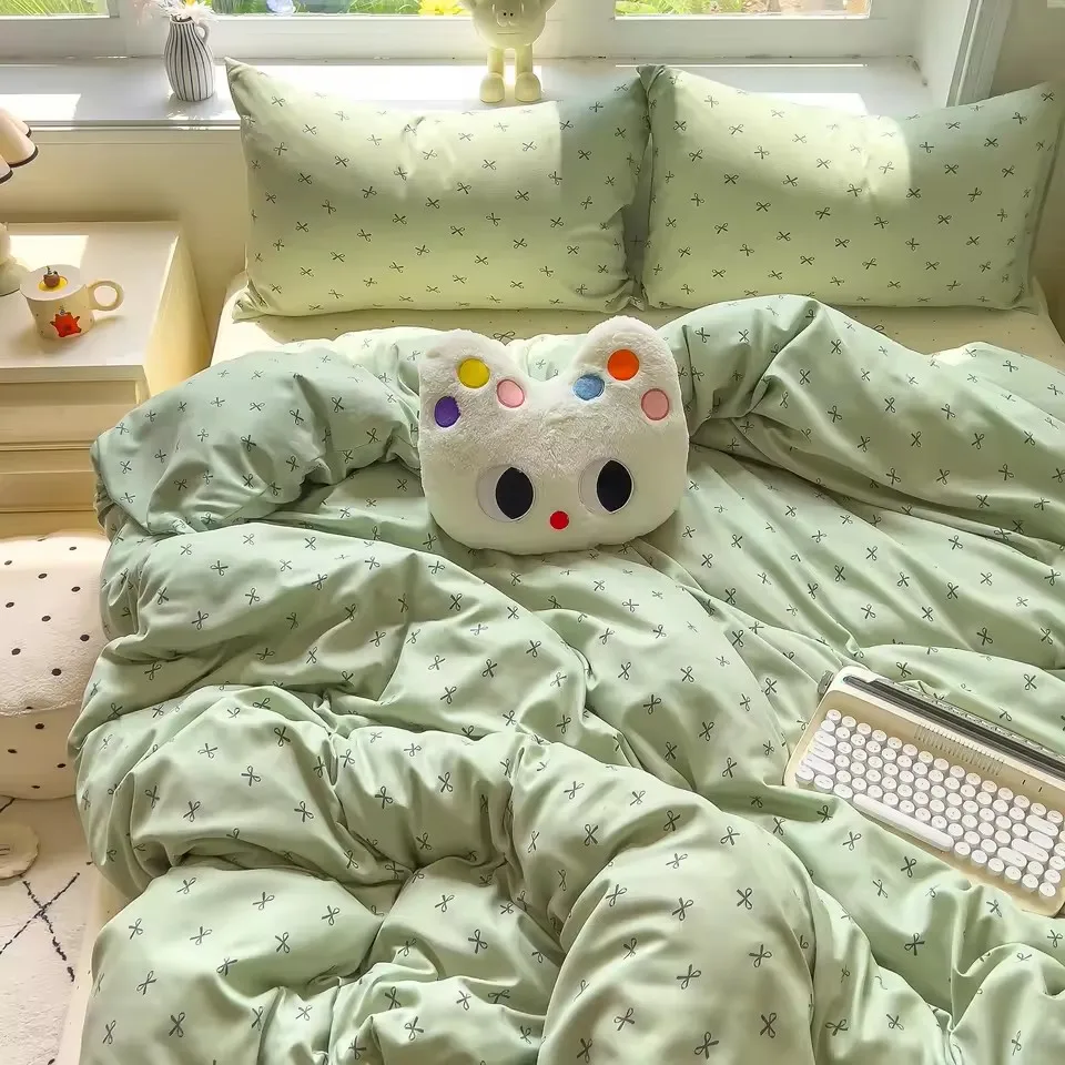 

Комплект постельного белья, простой стиль, пододеяльник, наволочка с простыней, домашнее постельное белье, комплекты простыней для комнаты для мальчиков и девочек 이불세트