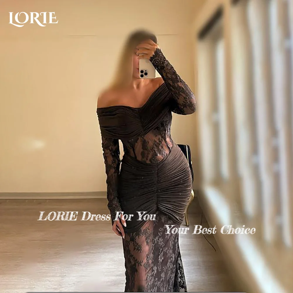 

LORIE Lace Strapless Memraid Evening Dress 3D Flowers Pleats A-Line Bobycon Saudi Party Prom Dresses 2025 Club Dress Customized