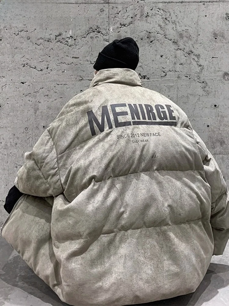 

Men's Winter Thiened Fce Lined Suede Cotton Jaet Sli Trendy down Cotton Coat Warm Youthful Casual Loose Fit Zipper