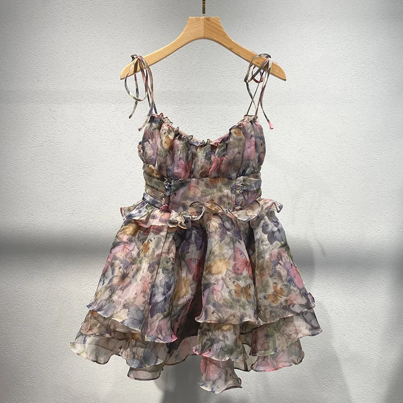 Zoci-mini vestido das mulheres com flores impressas, cores misturadas, ervas, verão, outono, novo