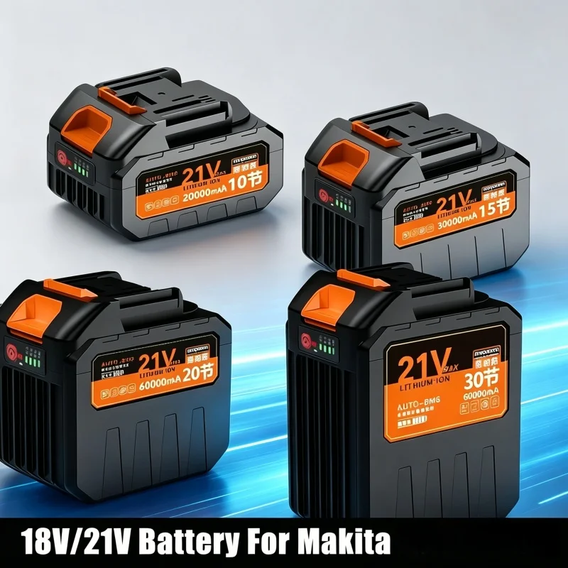 Replacement for Makita 18V-21V Lithium-Ion Battery 60000mAh with LED