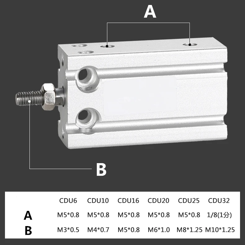 CU CDU SMC Type CU6 CDU6 CU10 CDU10 CDU16 CU16 CDU20 CU20 CU25 CDU25 CU32 Free Mount Cylinder Double Acting Single Rod Hydraulic