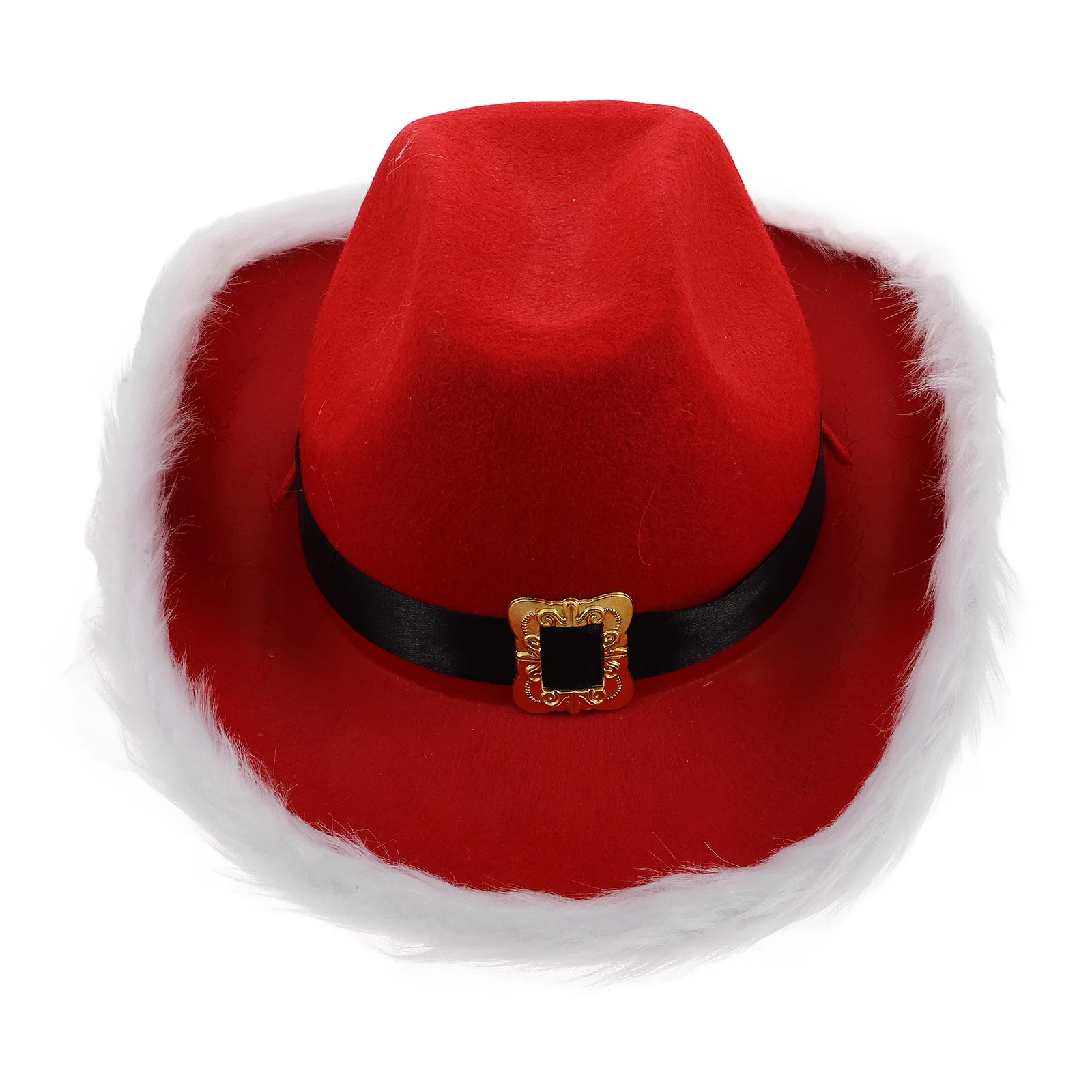 Funny Christmas Hats Western Cowboy Santa White Border Accessories Party Supplies