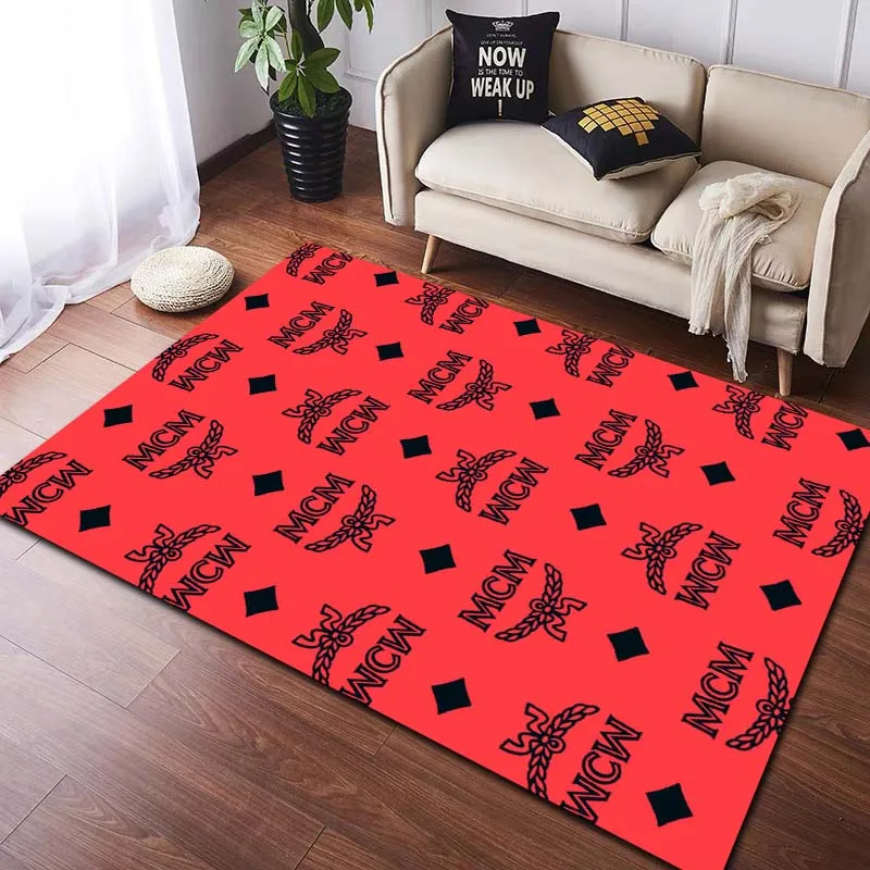 Vintage Monogram Print Anti Slip Area Rug Retro Letter Pattern Soft Floor Carpet Decor Mat for Living Room Bedroom Coffee Table