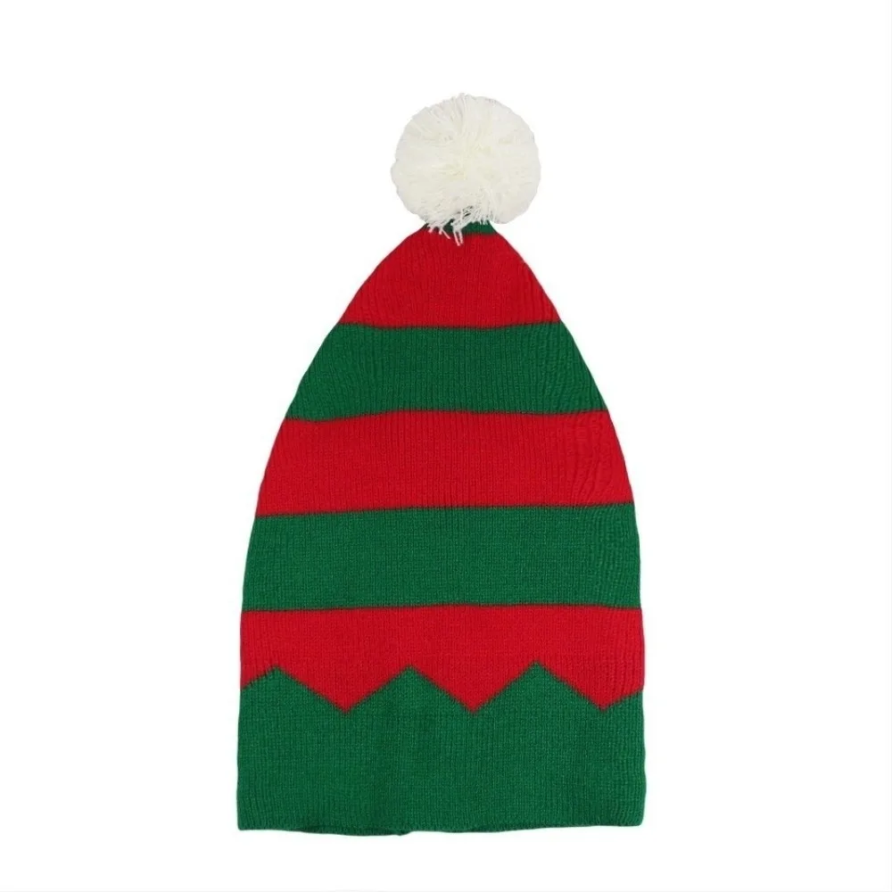 Leisure Santa Claus Christmas Knitted Hat Merry Christmas Hat Warm Santa Beanie Hat Green Red Korean Style Striped Hat Adult