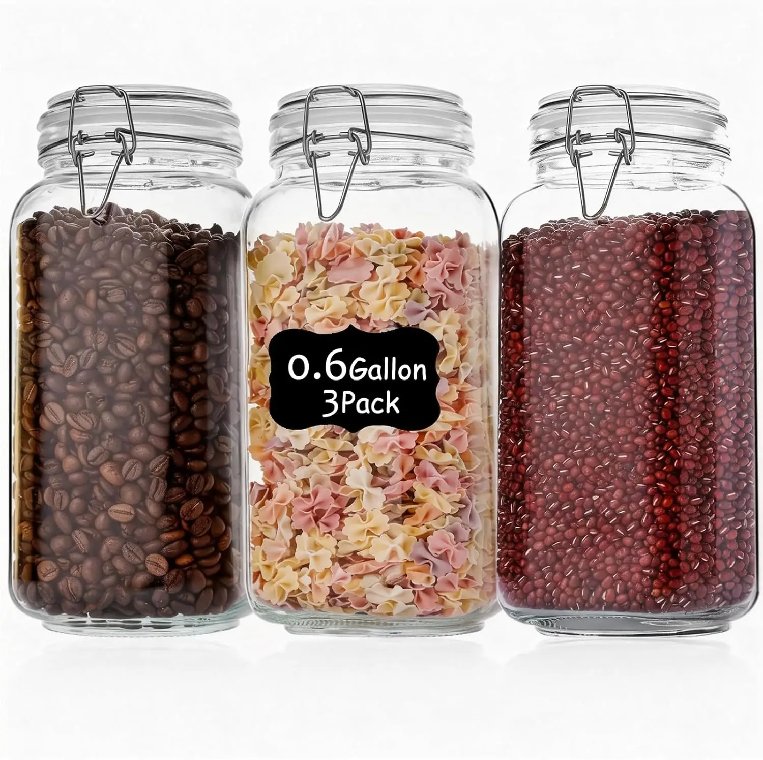 3 Pack 78oz Glass Jars with metal clamp lids