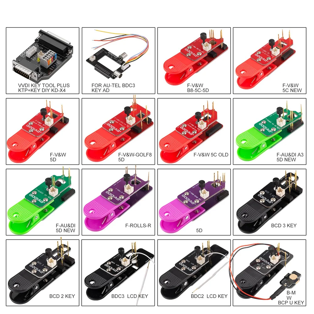 GODIAG BCP U KEY BDC2 BDC3 14-in-1 Adapter Kit for 5C/ 5D Encrypted Key Programming & Matching Supports KEY TOOL PLUS/IM608/KD-M