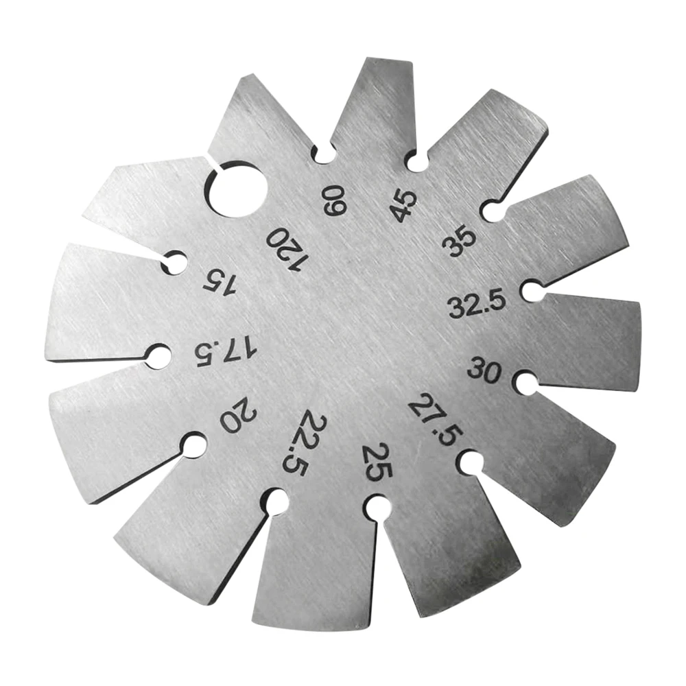 Stainless Steel Round Gauge Diameter Bevel Gauge Angle Protractor Thickness Gauge 15° 20° 22.5° 30° 45° 60° 120° Measuring Tool