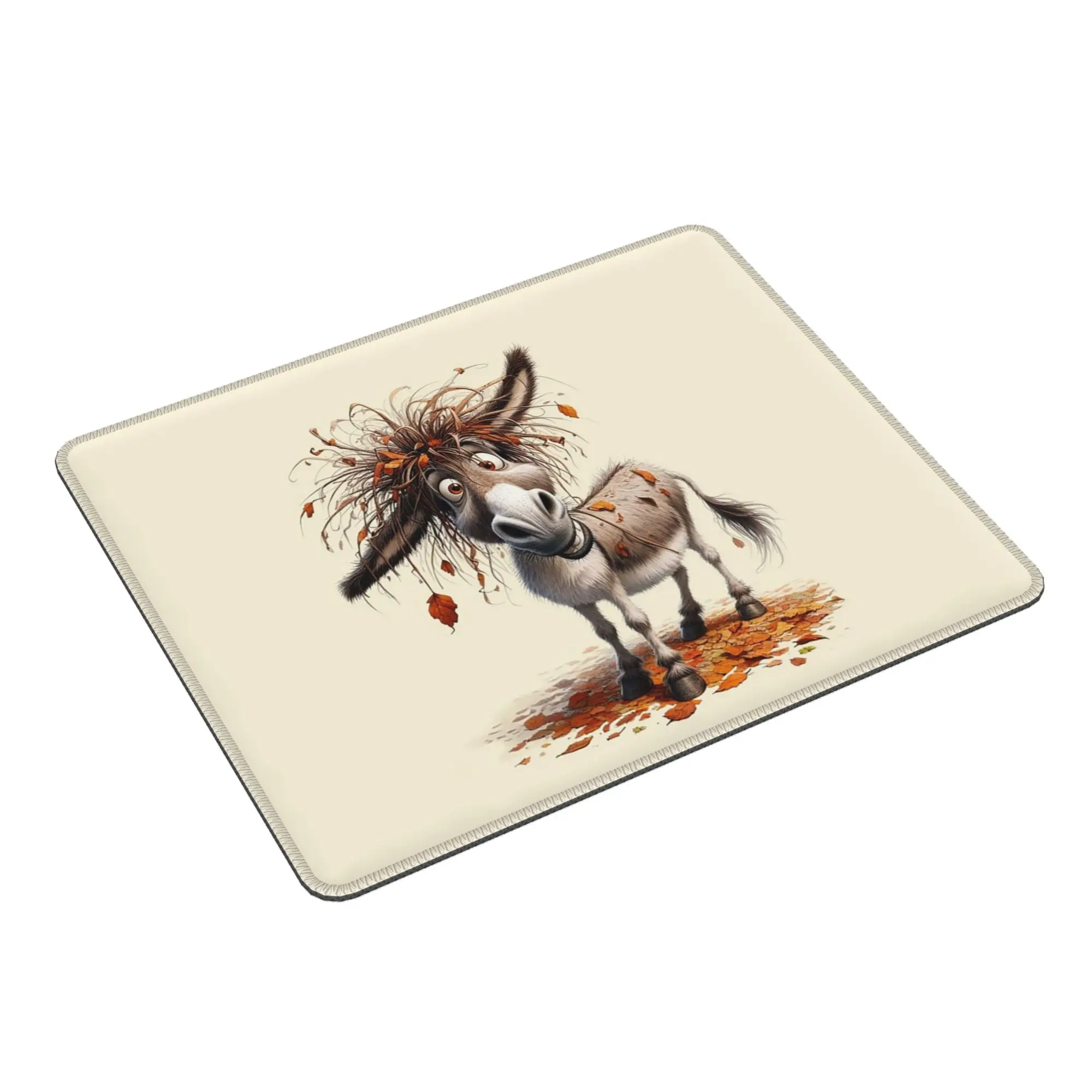 Cartoon Donkey In Autumn Leaves Mouse Pad Computer Keyboard Mouse Mat Gamer PC Laptop Desk Mat Office Accessories Table Mats