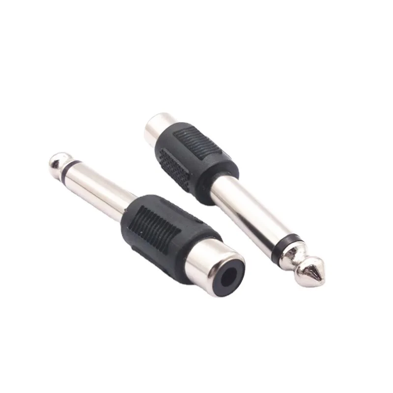 

4pcs RCA/AV Female Jack to 6.35mm Male Plug RCA Audio Adapters Connecrs Plugs for DIY FM Microphone H10