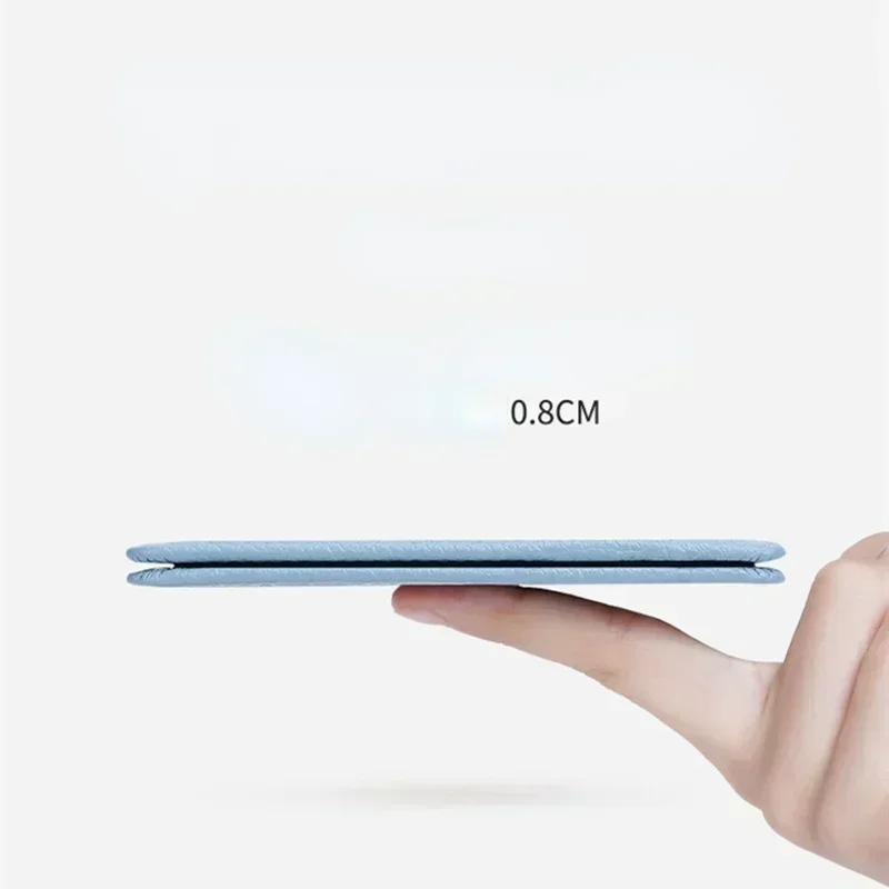 فتحة بطاقة متعددة بلون سادة حافظة بطاقات جلدية محمولة عالمية لبطاقة الائتمان البنكية وحامل بطاقات الحافلة ومحافظ منظم السفر #5