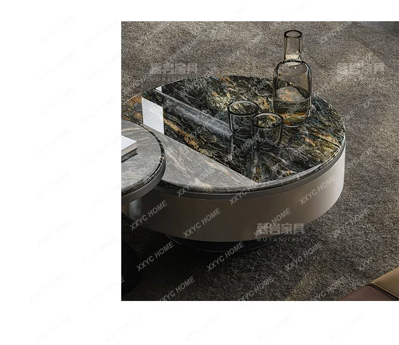 

Итальянский кофейный столик из мрамора для гостиной, элитный, для небольших квартир, круглый, в стиле легкой роскоши