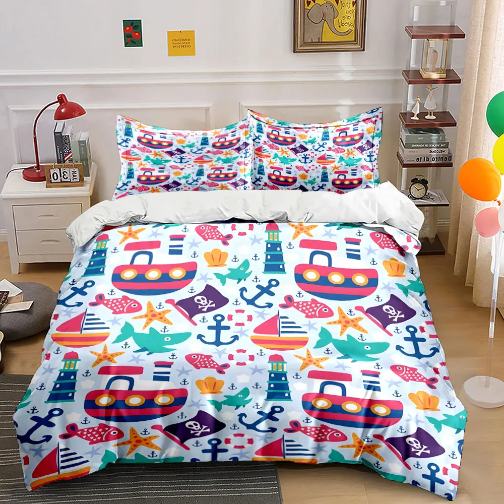 

"Ocean-Themed Three-Piece Set" Soft Comfortable Duvet Cover Bedding Set Included 1*Duvet Cover & 2*Pillowcases, gift