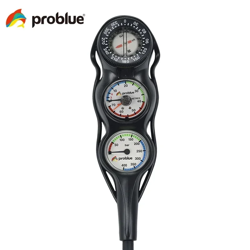 Probleu GU-3610 Scuba Diving Console Gauges 400 Bar Depth Gauges Diving Compass