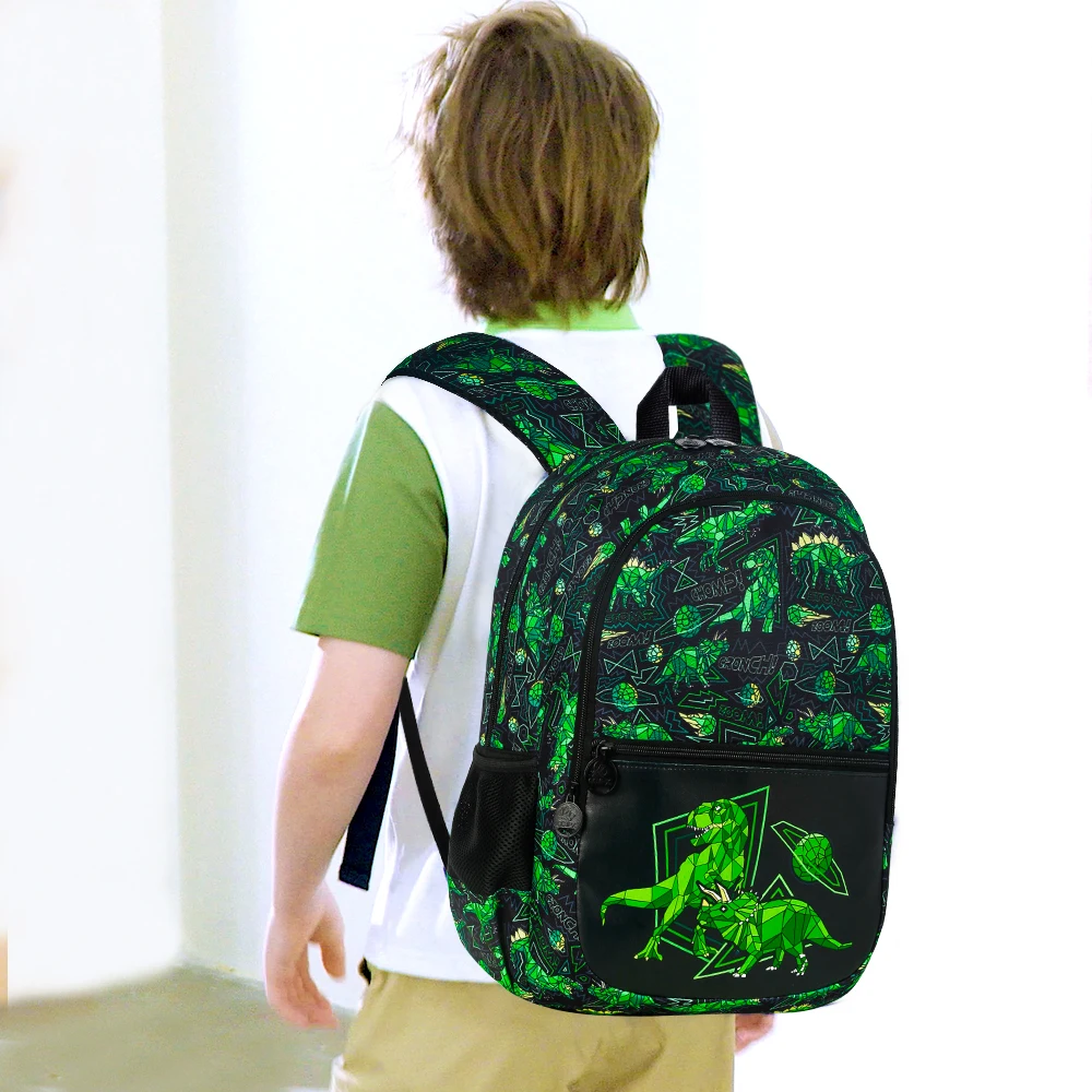 3Pcs Dinosaur Backpack for boys, 16.5 Kids Backpacks Set for Elementary Preschool Kindergarten, School Bookbag with Lunch Box