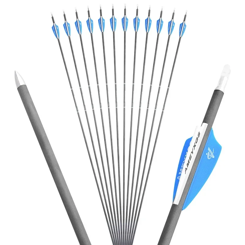 

6pcs 31'' Archery Pure Carbon Arrows SP500 600 900 ID4.2mm Arrow for Outdoor Archery Bow Hunting Shooting Training Accessories