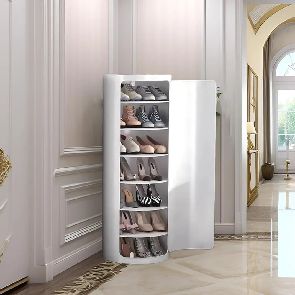 360 Degree Rotating Shoe Cabinet, Rotating Shoe Rack Organizer Cabinet, Free Standing Metal Revolving Shoe Stand