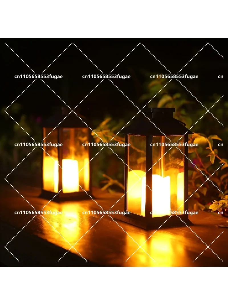 Neoglint Solar Lantern Lights with LEDs Flameless Candle Outdoor Garden Hanging Lanterns Decorative for Table Backyard Party