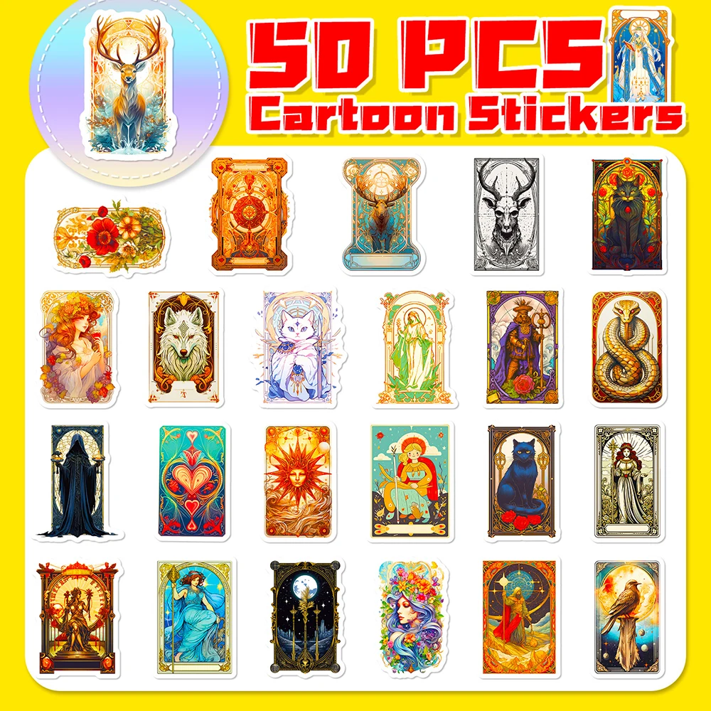 10/30/50PCS Cute Dream Tarot Card Cartoon Graffiti Stickers Laptop Scrapbook Phone Suitcase Guitar Aesthetic Sticker Kids Toys