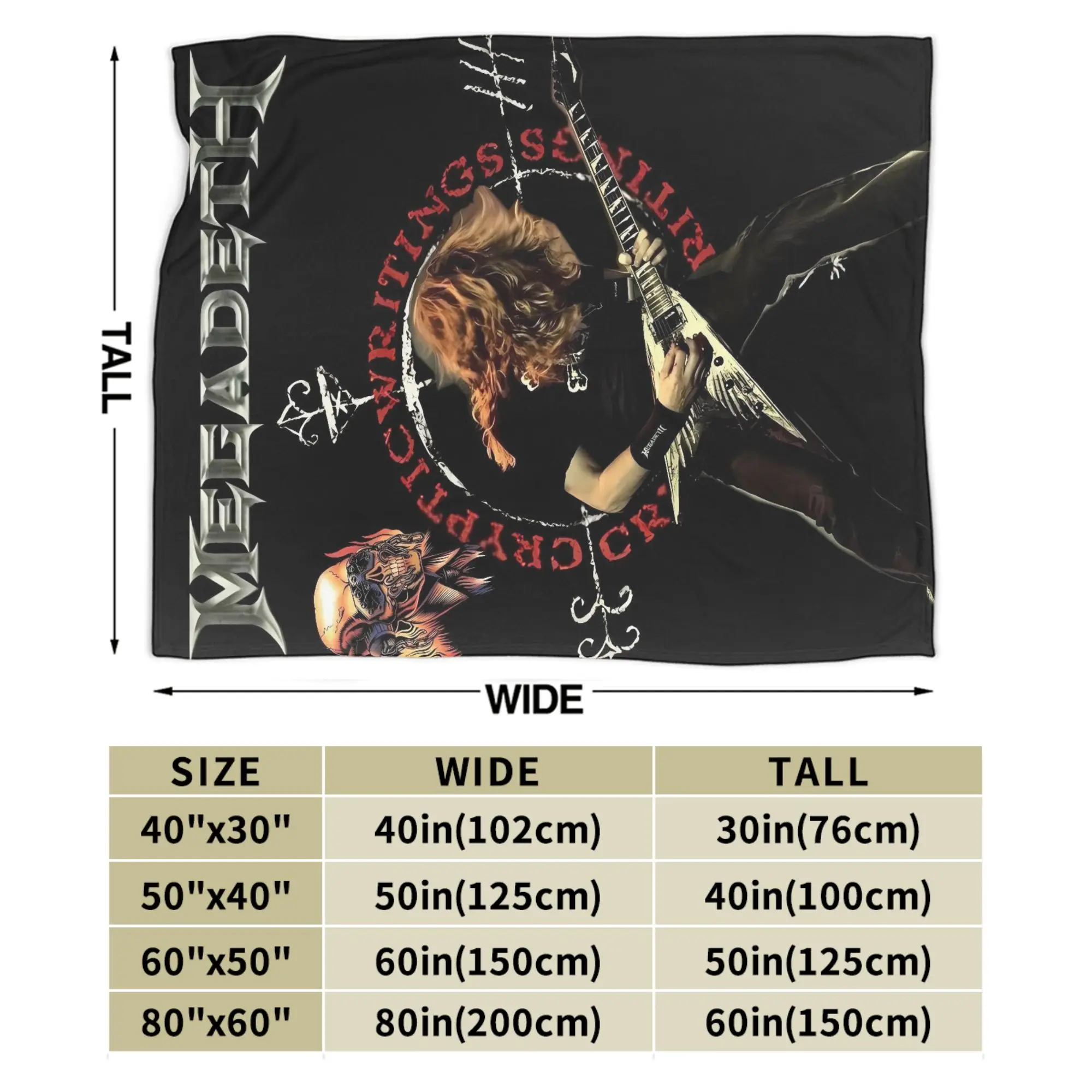 Megadeths Band Art Flannel Blanket Winter  Warm Soft Throw Blanket for Kids Bedroom Fashion Bedspread Sofa Bed Cover