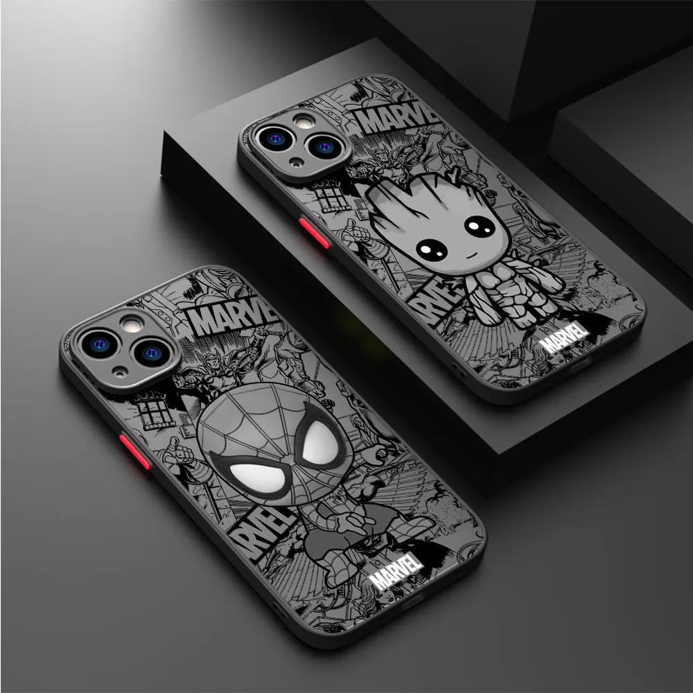 Marvel Groot Deadpool Spiderman Case for iPhone 11 Pro 8 Plus 13 7 6S XS X XR 15 14 Pro Max 12 Mini SE 13 Pro Cover Hard PC