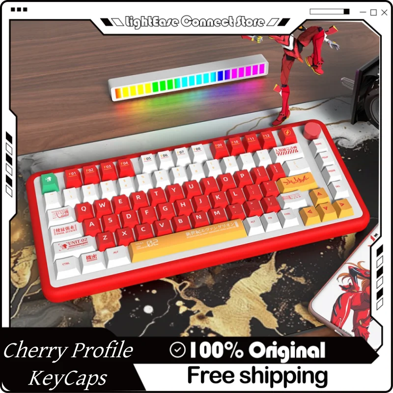 Eva-02 Key Cap 139/156 Key Cherrry Profile Pbt Heat Sublimated Personalized Multilingual Machinery Keyboard Anime Keycaps