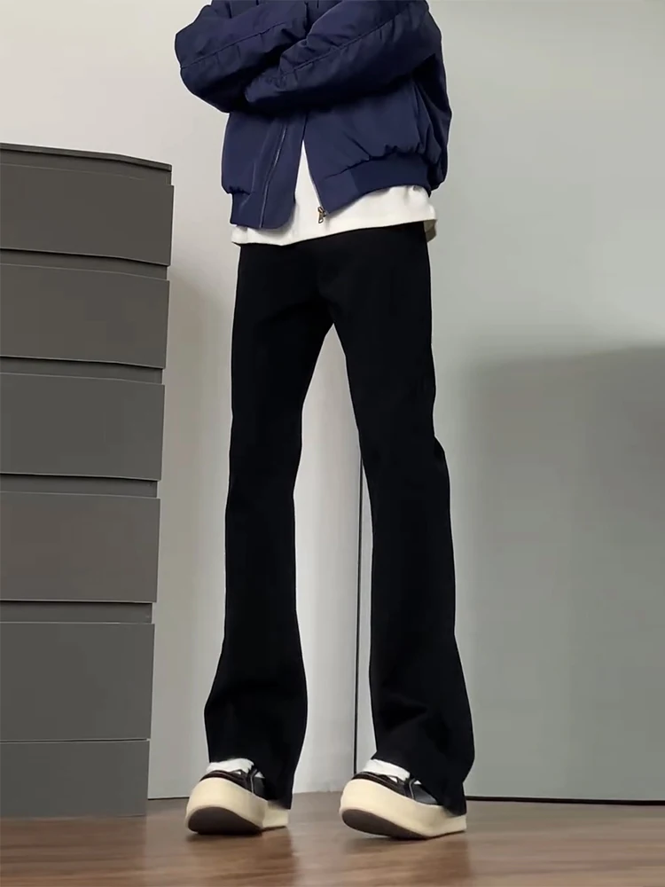 

Bla Fce Lined Straight Leg Men's Jeans High Street Sle Autumn Winter Lengthening Legs Effect Slim Fit Bootcut Pants