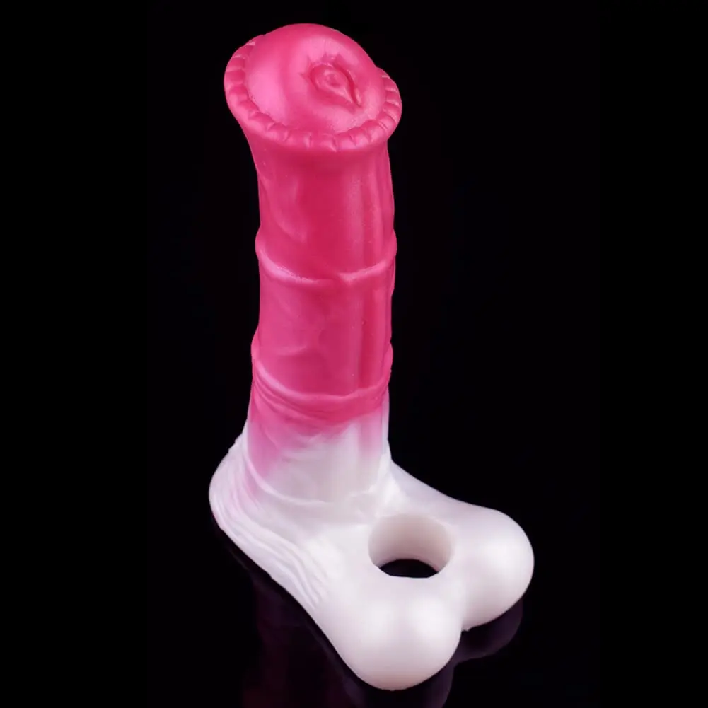 Resuable Penis Sleeve Extender Silicone Horse Cock Sleeve Extension Sheath Band Elastic Ring Men\'s Testicle Ring Male Sex Toy-Sm