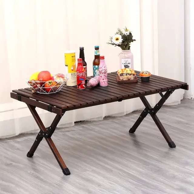 Portable Outdoor Mesa Plegable Picnic Dining Wood Foldable Table Camping Folding Table